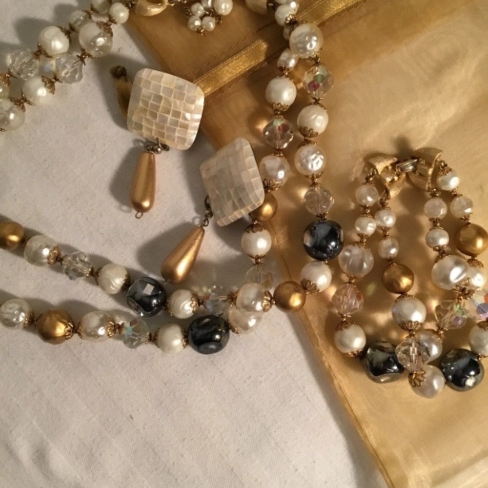 Trifari Crown Necklace, Bracelet Set, with earings